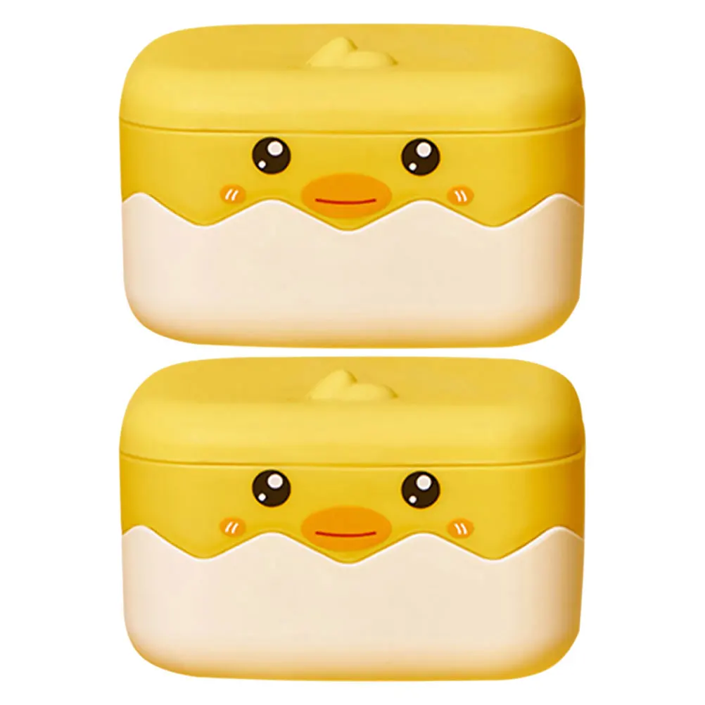 

2pcs Self-Draining Holder Plastic Travel Container With Cover Detachable Sponge Saver Tray For Bathroom Shower Kitchen --Duck