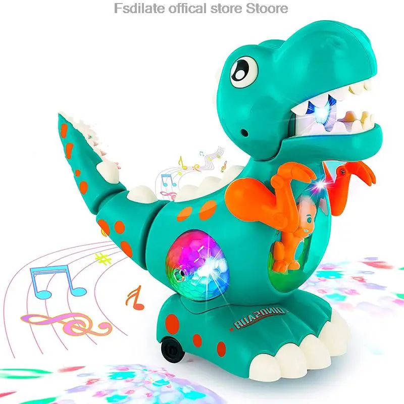 Dinosaur Toys Baby Toys Light Up Musical CrawlingTummy Time Montessori Sensory Interactive Electric Toys For Kids Birthday Gifts