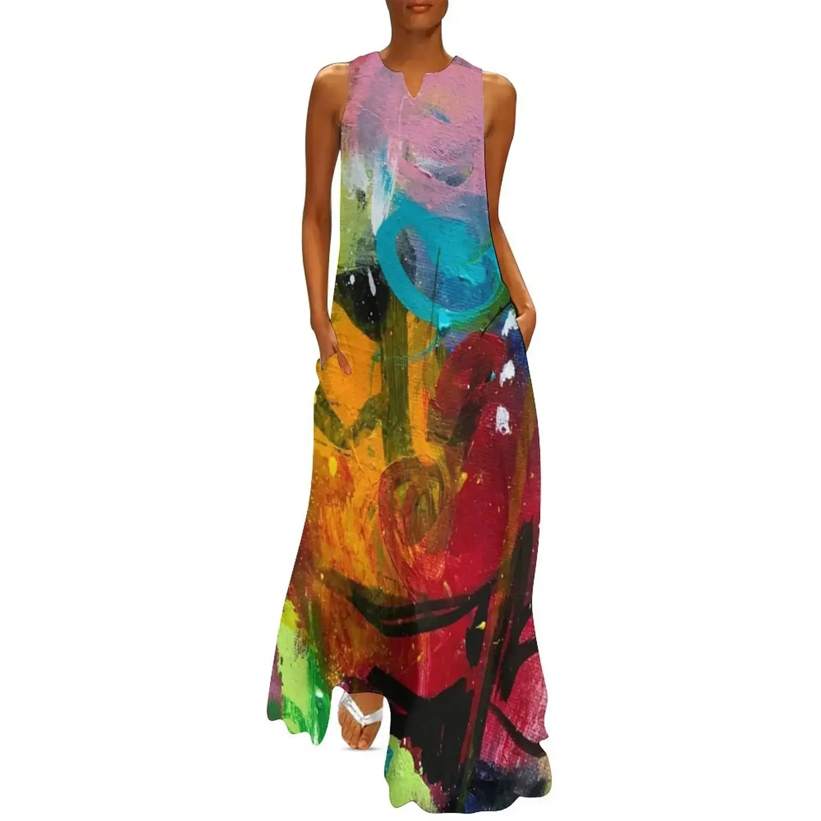 

Face in the Flowers Long Dress Women's summer dresses summer women's suit luxury dresses Clothing female Dress