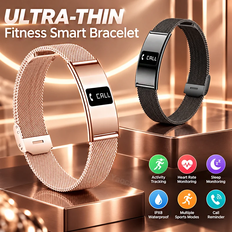 New AI Health Bracelet Heart Rate Blood Oxygen Sleep Monitor IPX8 Waterproof Call Reminder Fitness Tracker Sport Smart Band 2026