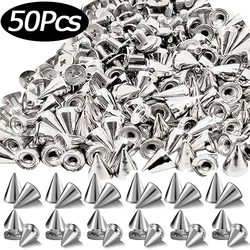 10/50 pçs tira cone picos parafuso studs rebites grande médio pequeno metal árvore picos studs para estilo punk roupas saco decoração