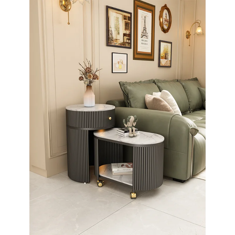 Легкий роскошный диван, боковой шкаф, съемный и выдвижной, простой современный угловой столик, элитный журнальный столик для гостиной, маленький столик
