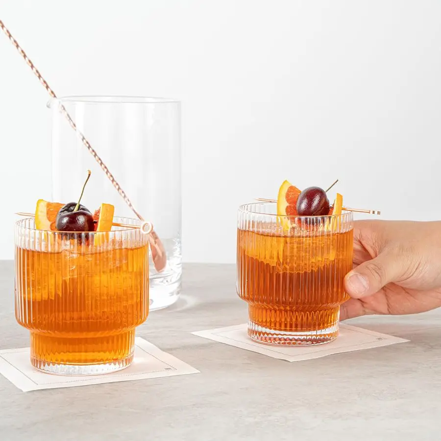 

Старомодные стаканы на 10 унций, 6 ребристых стаканов для виски NoLead, можно мыть в посуду, прозрачные стеклянные стаканы для скотча, для питья Liq