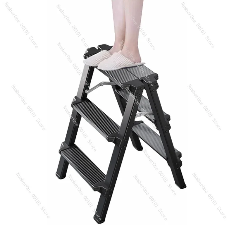 Home Indoor Aluminum Alloy Folding Ladder Lightweight Multi Function A Frame Step Ladder Household Journalist Ladder Engineering