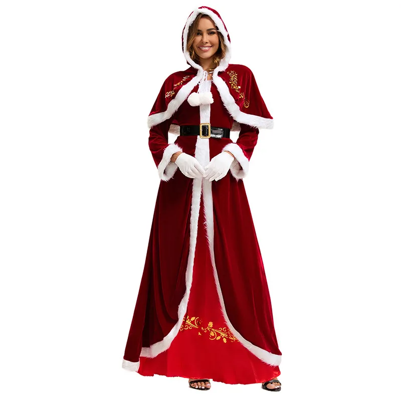 Christmas Cosplay CostumeThickened Long Sleeve Christmas Dress Queen Festival Theme Party Role Playing Claus Suits Women Men