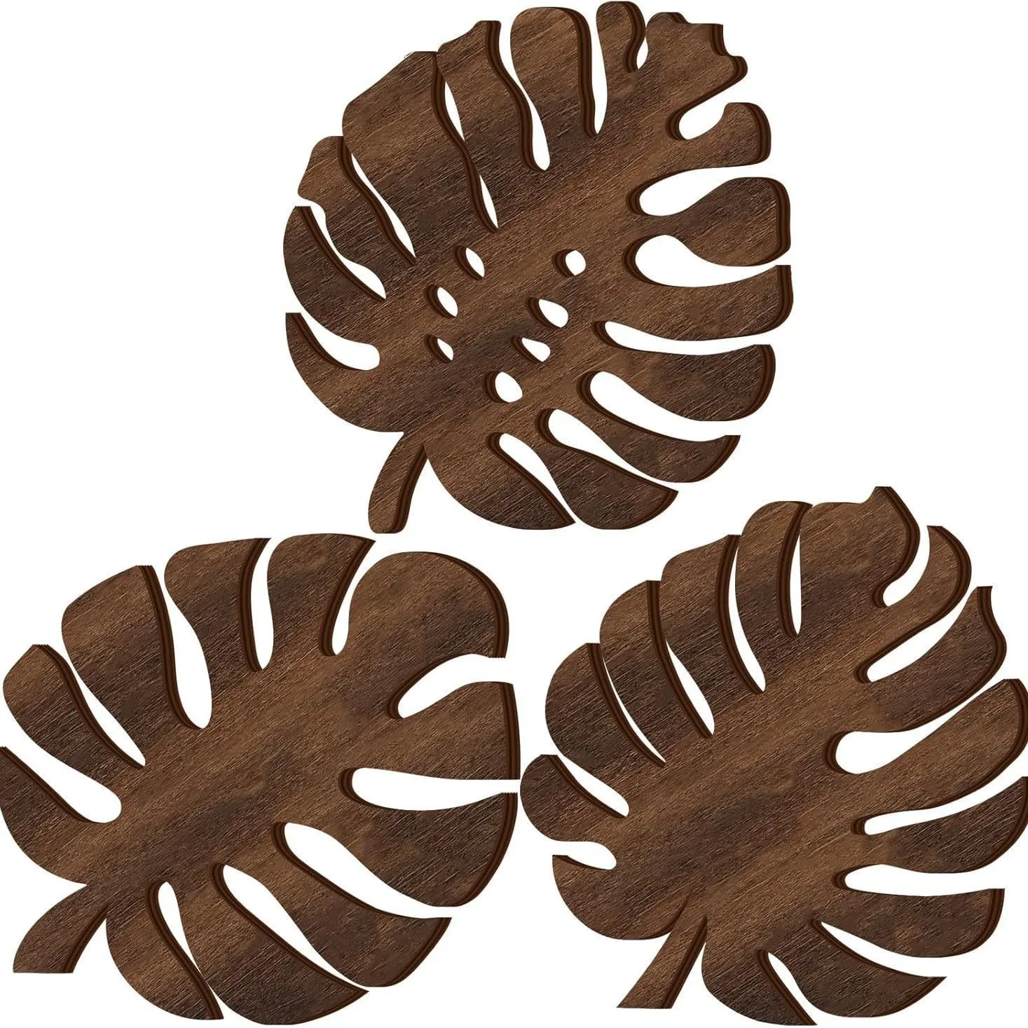 Tropical Leaf Wooden Coasters Restaurant Beverage Kitchen Table Coasters Pot Mats Creative Atmosphere Decoration