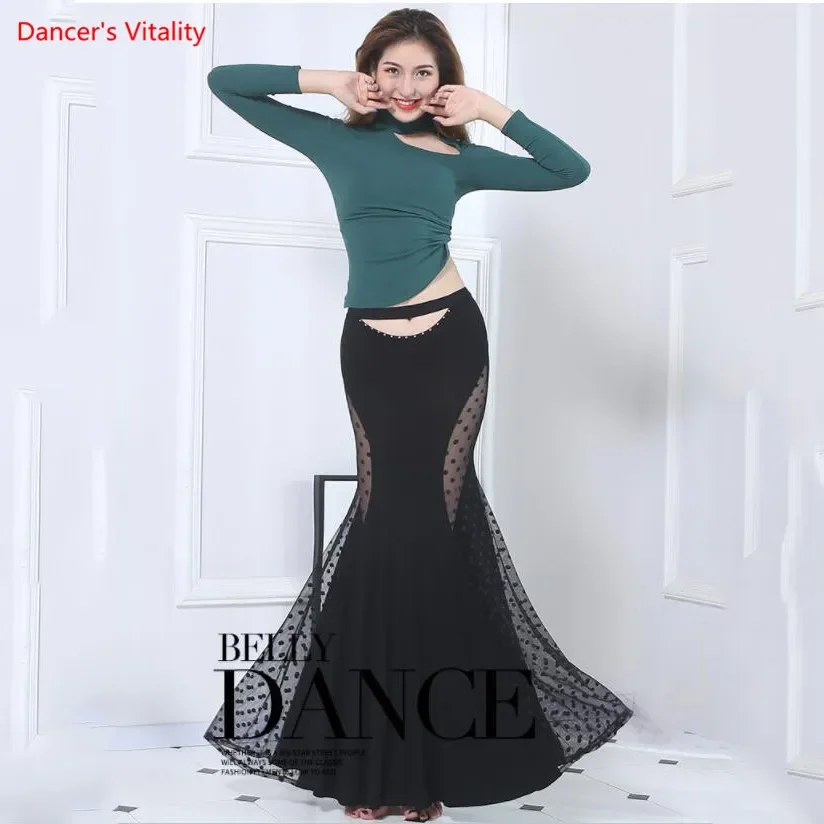 Belly Dance Clothes Oriental Dancers Adult Women Sexy Cotton Lace Long Skirt+Modal Top Suits 2pcs Performance Dance Clothing