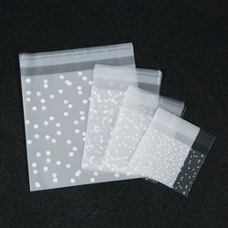 100pcs White Polka Dot Matte Self Adhesive Bag Cookie Candy Seal OPP Package Gift Bag for Baking Pastry Birthday Party Decoratio