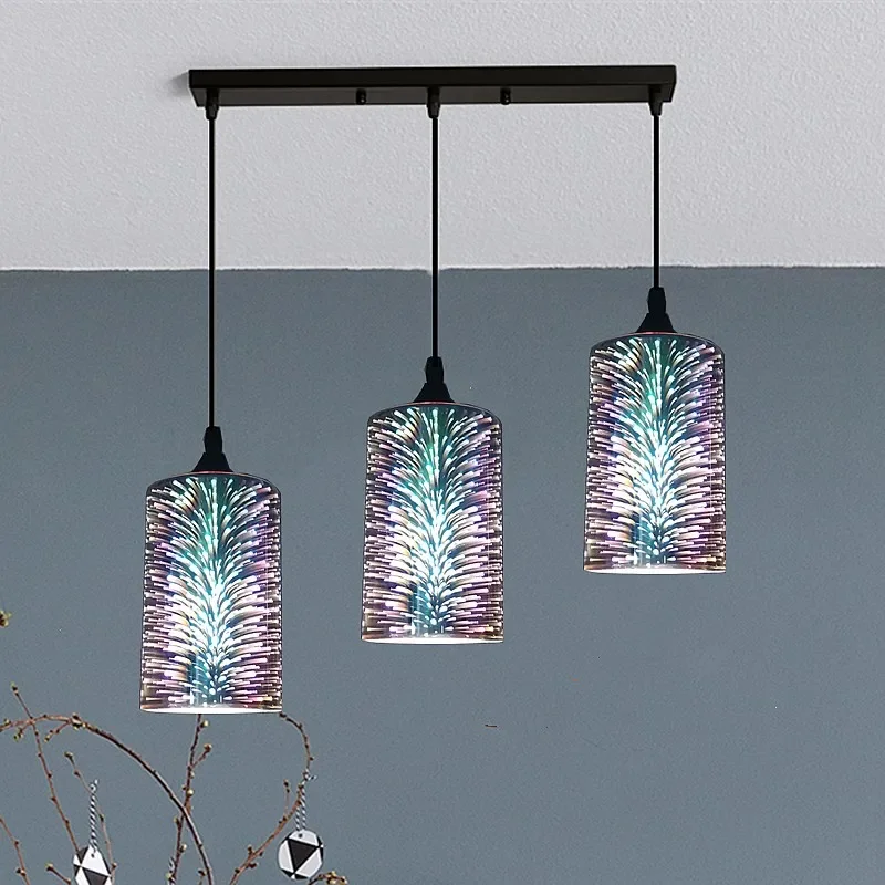 

Nordic 3D Pendant Light Led Colorful Glass Chandeliers Living Room Dinning Kitchen Bedroom Novelty Home Decor Light Fixture E27