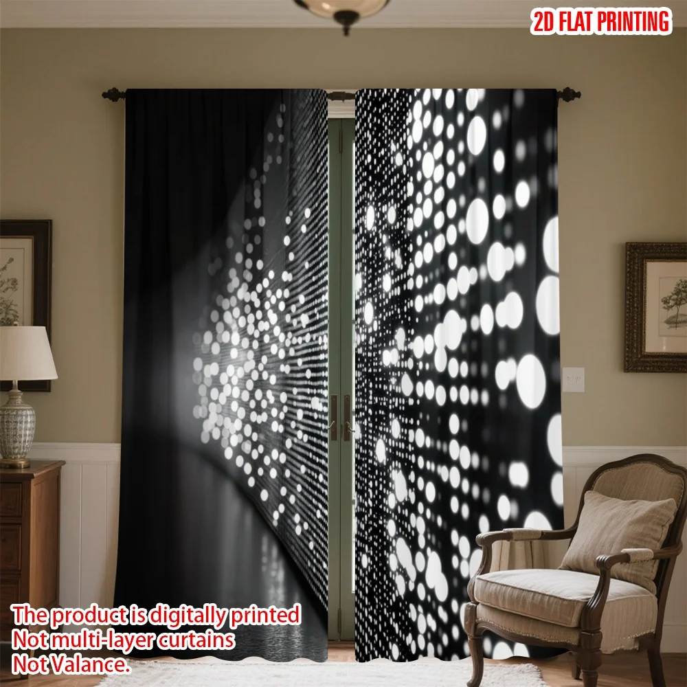 

2D flat printing 2pcs Curtain Dotted Digital Printed Polyester Drapes Holiday Decorations Perfect for Entryway Room Parties