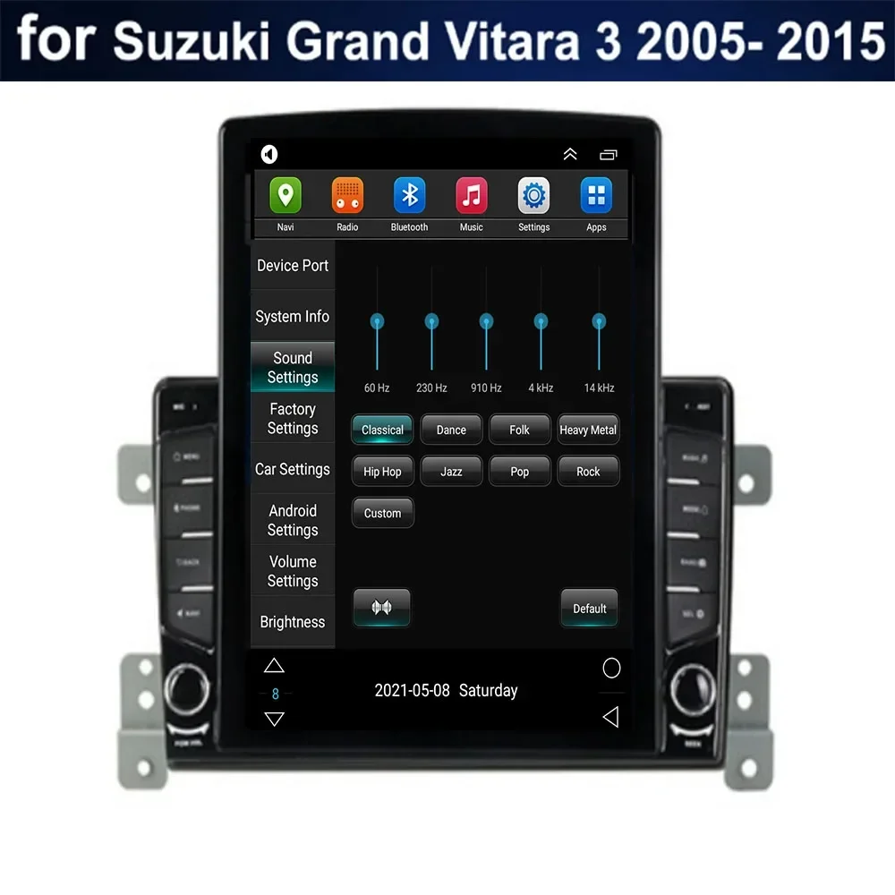 لسوزوكي فيتارا 3 2005-2015 أندرويد 14 5G DSP راديو السيارة مشغل وسائط متعددة ل تسلا نمط شاشة عمودية الملاحة نظام تحديد المواقع 2 الدين