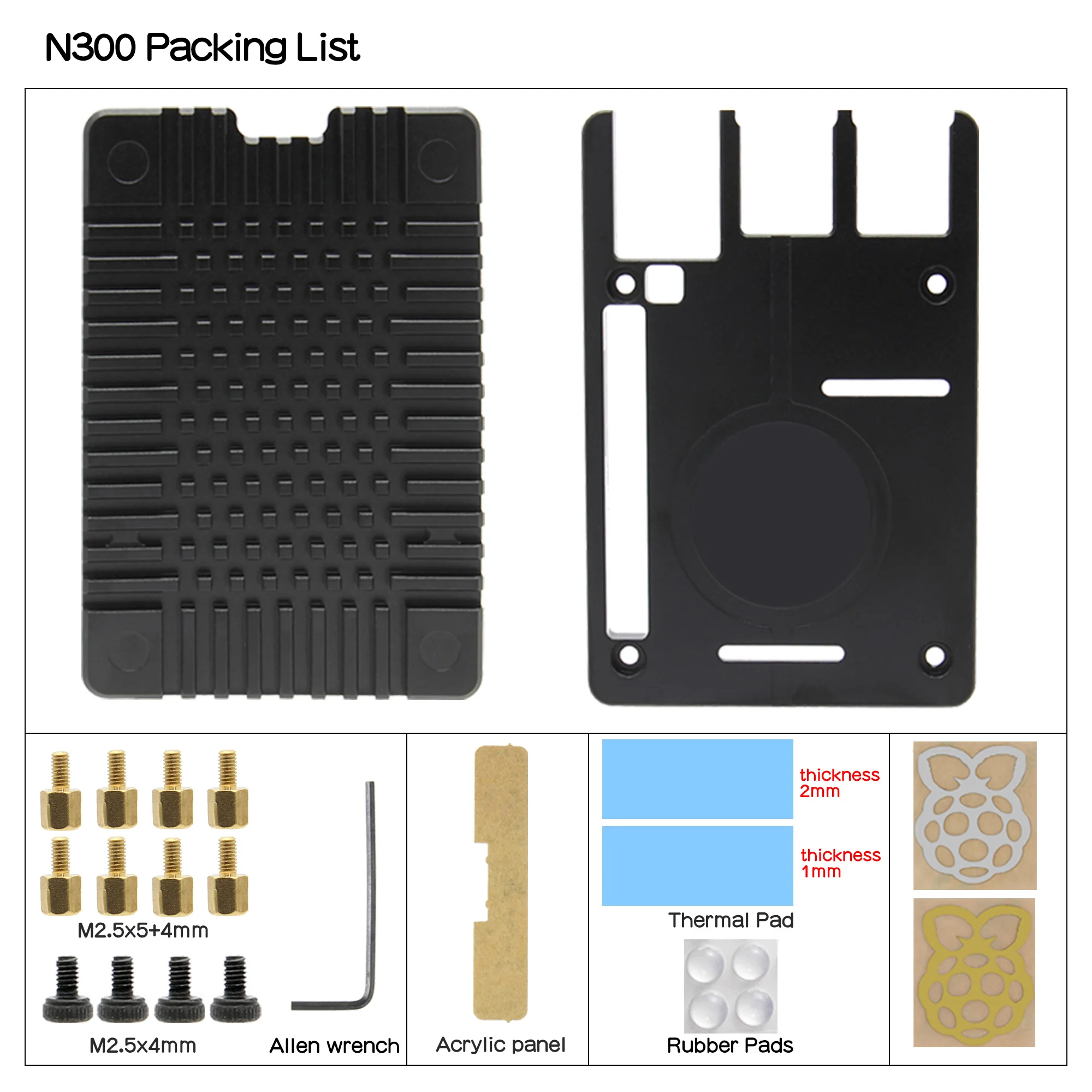 Raspberry Pi 4 Case (N300), Ultra-Thin CNC Aluminum Case Passive