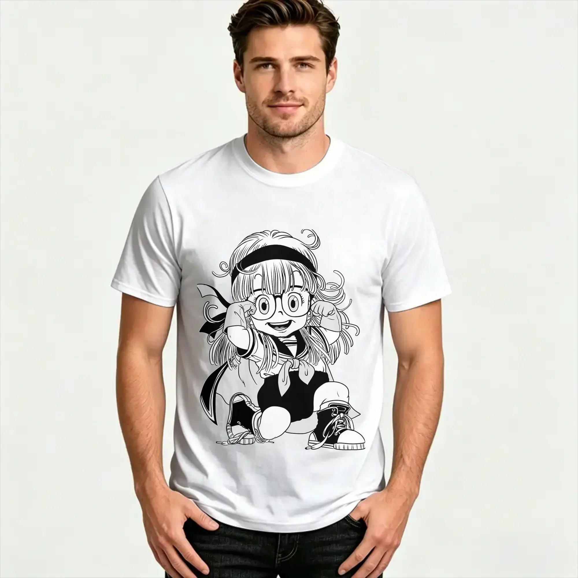 Men Women T-Shirt Arale Dr Slump Funny 100% Cotton Tee Shirt Short Sleeve Toriyama 90s Manga T Shirt Crew Neck Tops Plus Size