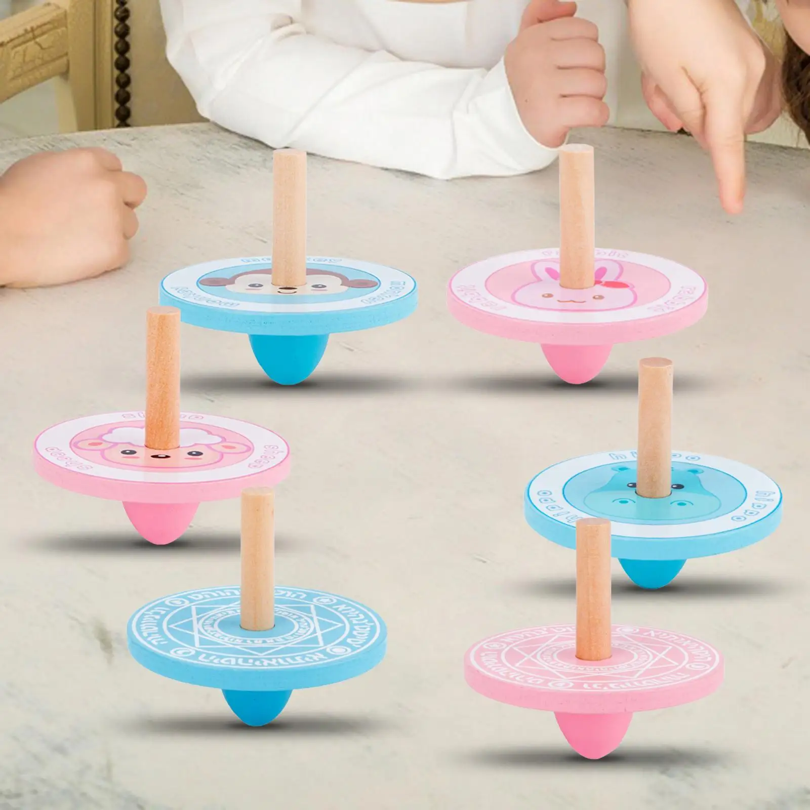 ألعاب أطفال خشبية جيروسكوبية ألعاب أطفال تقليدية قطر 6 سم، ارتفاع 5.5 سم مساعدة