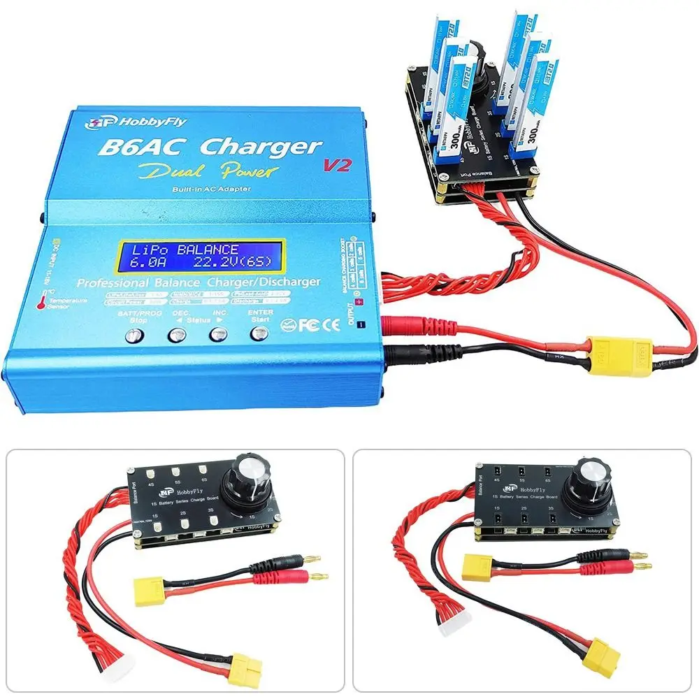

1S LIPO Балансовая зарядная плата XT60 Входная пластиковая балансировочная плата 6-портовая для PH2.0 BT2.0/GNB27 1S FPV Tinywhoop
