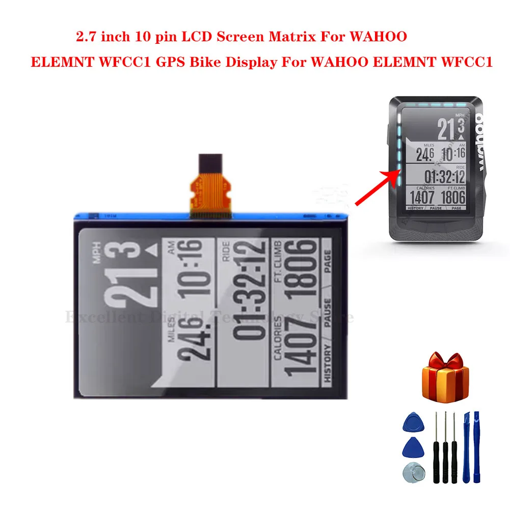 2.7 inch 10 pin LCD Screen Matrix For WAHOO ELEMNT WFCC1 gps Bike Display For WAHOO ELEMNT WFCC1