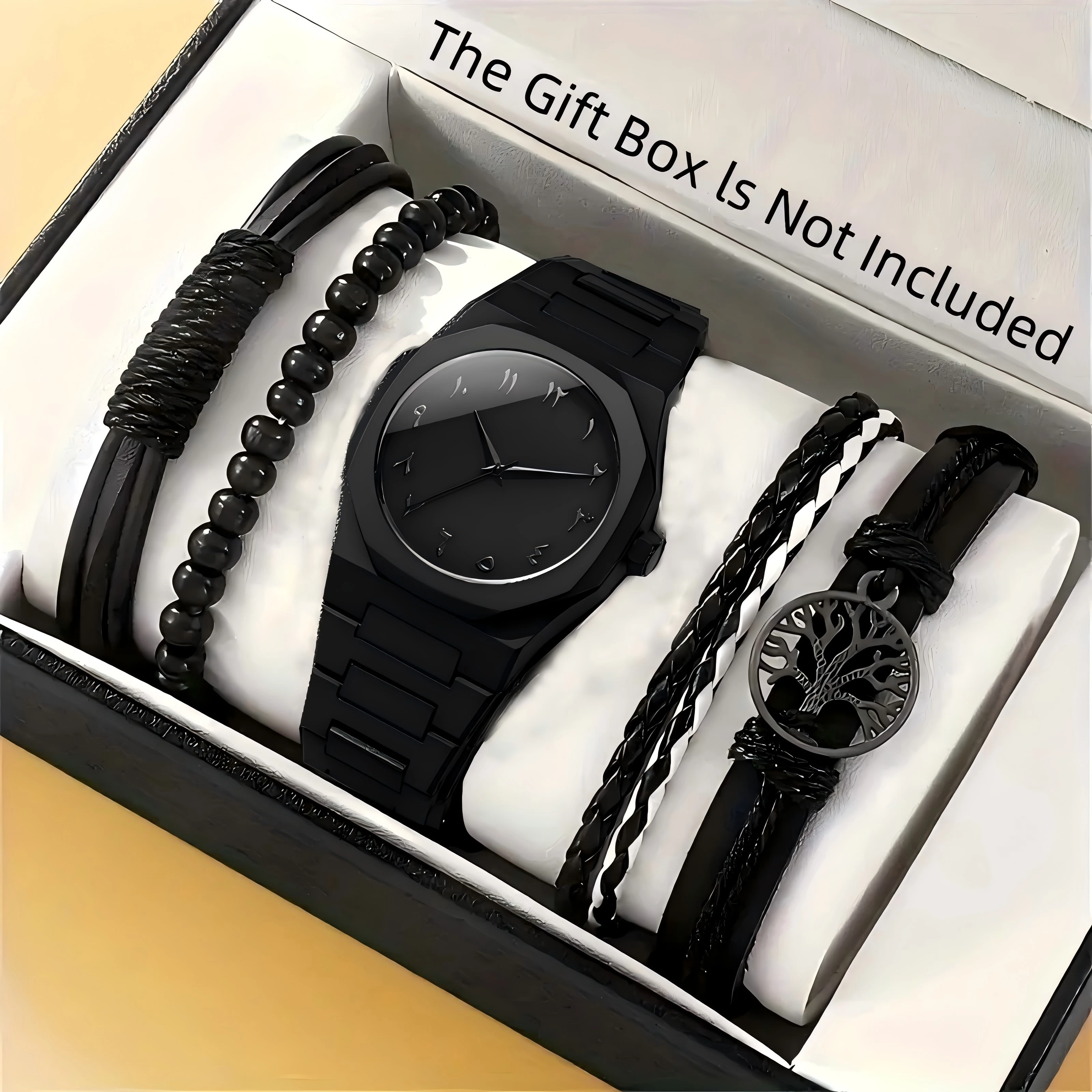 Fashionable 5Pcs Quartz Watch Set, Versatile Everyday Accessory Gift for Him