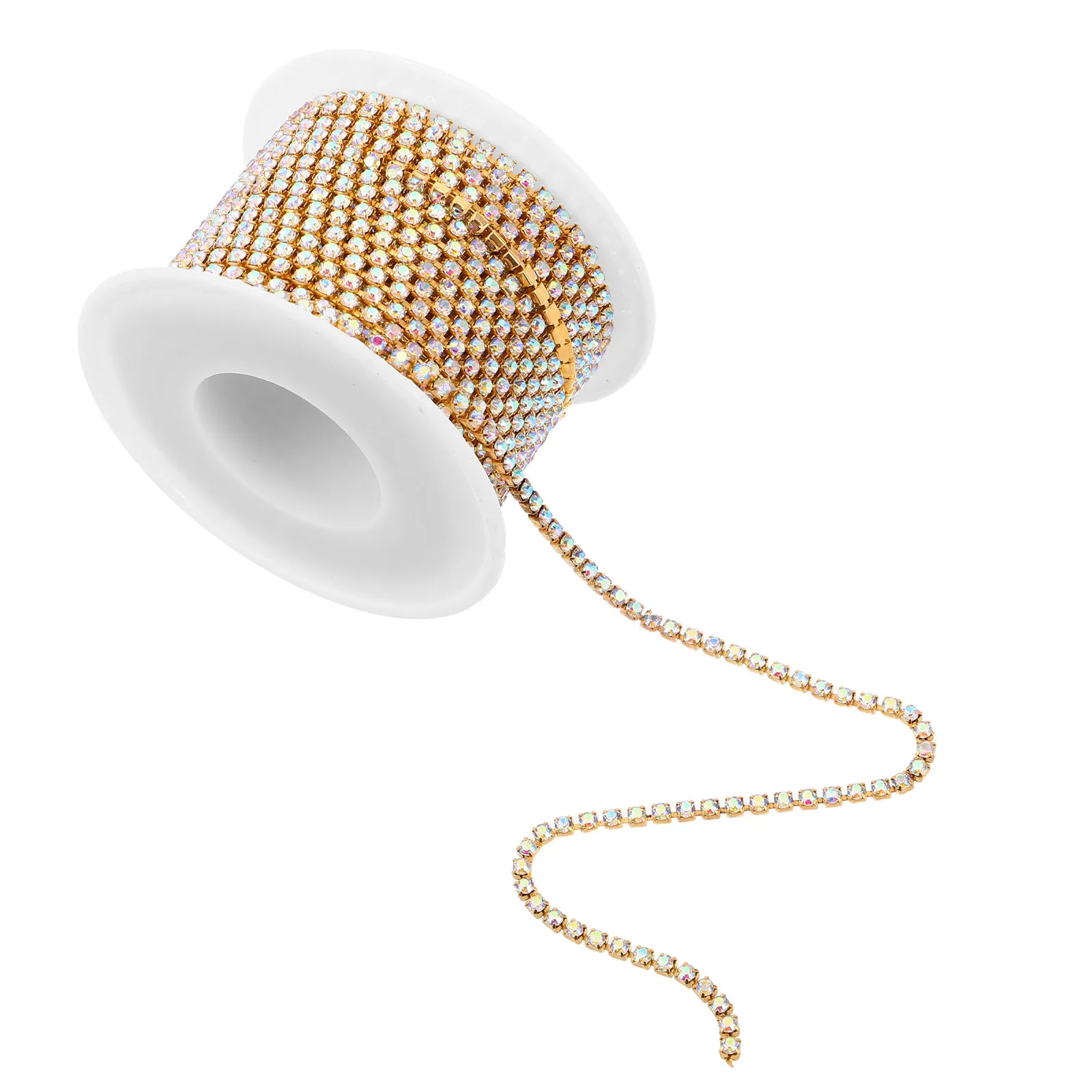 

1 Roll 9 Meter Rhinestone Chain Trim for Sewing Crafts Bling Crystal Rope Decor DIY Jewelry Wedding Bridal Dress Dance Costume