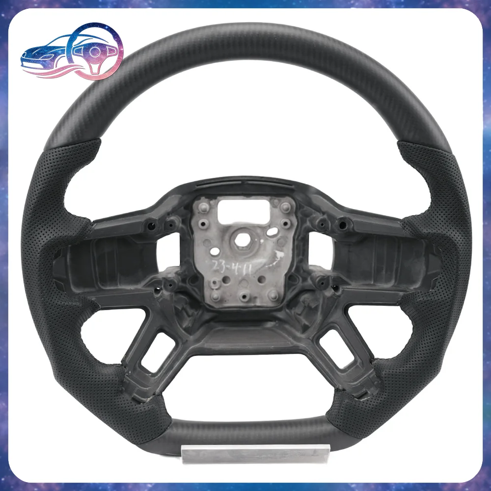 Matte Carbon Fiber Leather Perforated Steering Wheel Bottom Trim for Land Rover Defender Left & Right Interior Accessories
