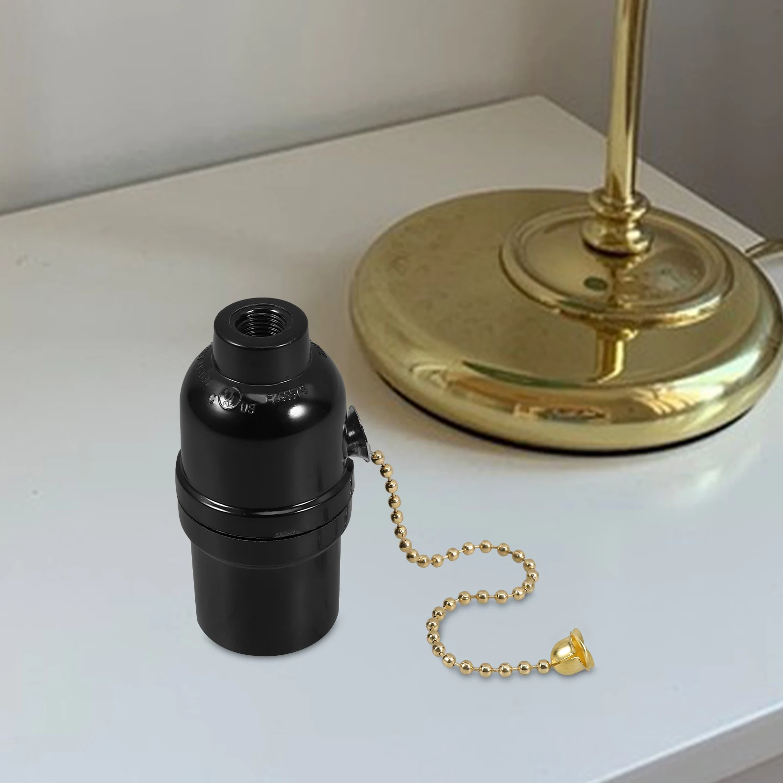 E26 Pull Chain Lamp Holder Socket Threaded Port Light Fixture Base Adapter Lampholder Ceiling Pullswitch