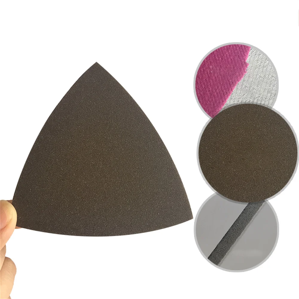 90*90*90มม.ฟองน้ำขัดสีแดงแผ่นสามเหลี่ยมกระดาษทราย Hook & Loop 300-2000 Grit Abrasive แผ่นขัดสำหรับไม้โลหะขัด