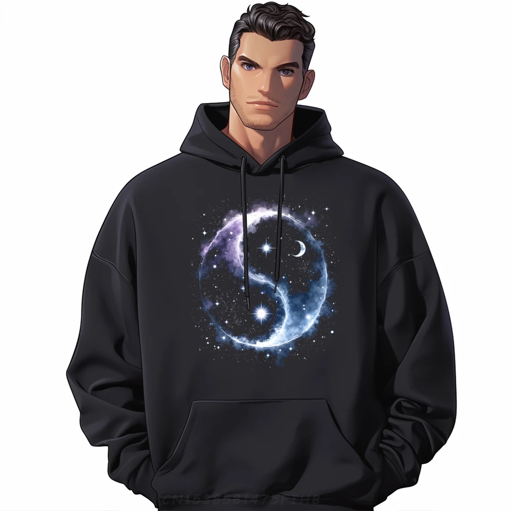 

Retro Celestial Yin Yang Star And Outdoor Long Sleeve Hoodies Father Day Round Collar Sweatshirt Boyfriend Coat Casual
