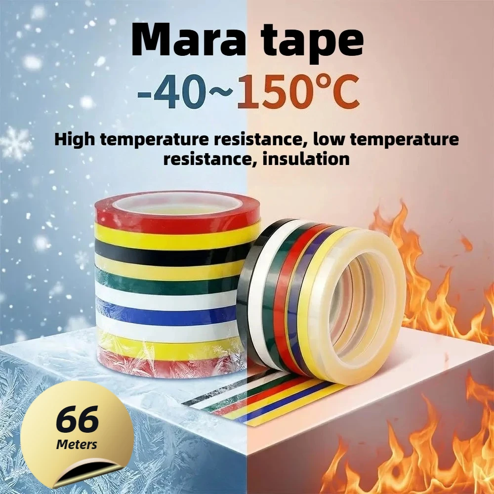 Non marking 5S desktop waterproof insulation marking positioning tape, length 66 meters, 3/5/8mm, whiteboard warning label tape