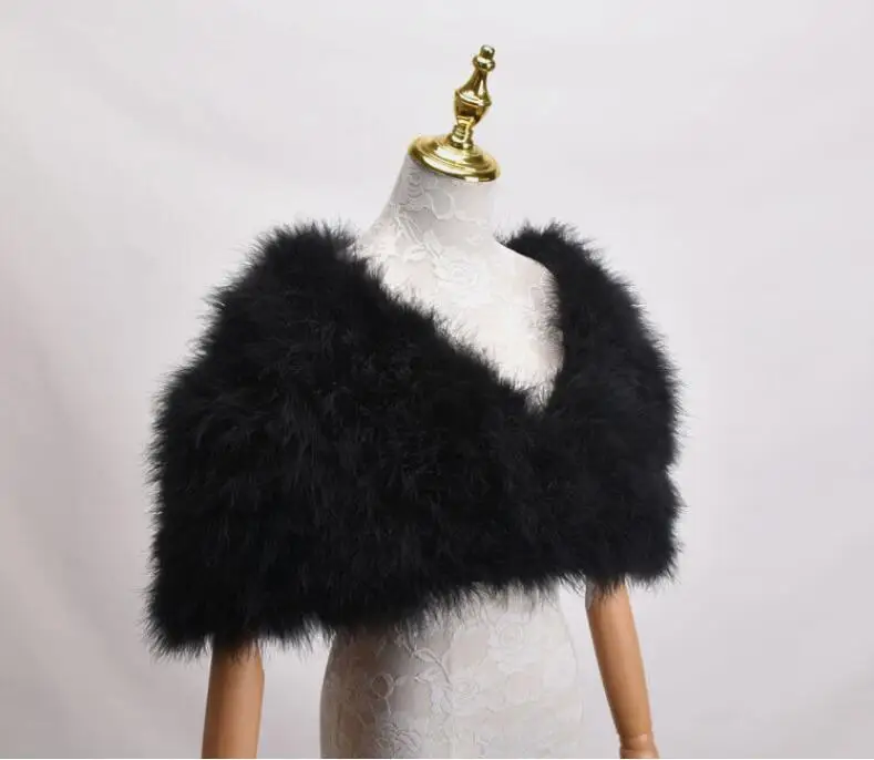 Real Ostrich Feather Fur Shrug Shawl Genuine Marabou Feather Wrpas Cape Bride Wedding Party Accessries