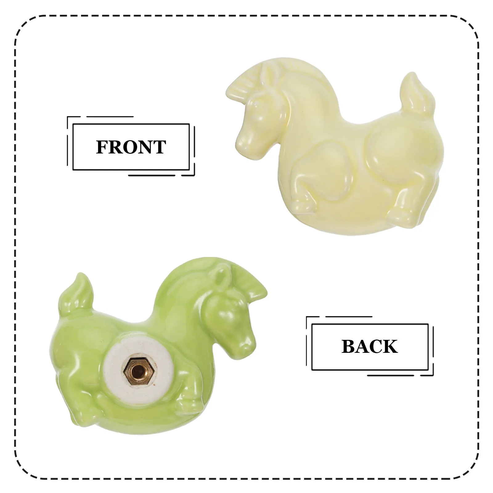 4Pcs Ceramic Drawer Knobs Horse Shape Cabinet Pull Handles 2.1x1.7x1.1in for Closet Wardrobe Nursery Decorative Horse Themed