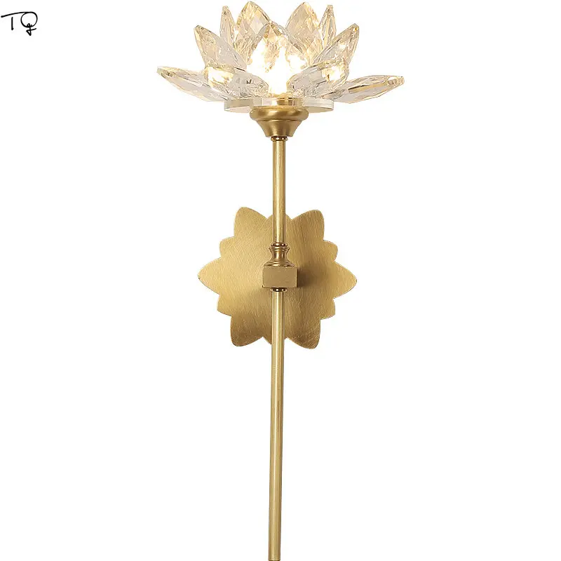 lampada classica de cristal de cobre led lotus flower lampada de parede para sala de estar quarto estudo arte zen decorativa led e14 chines 01