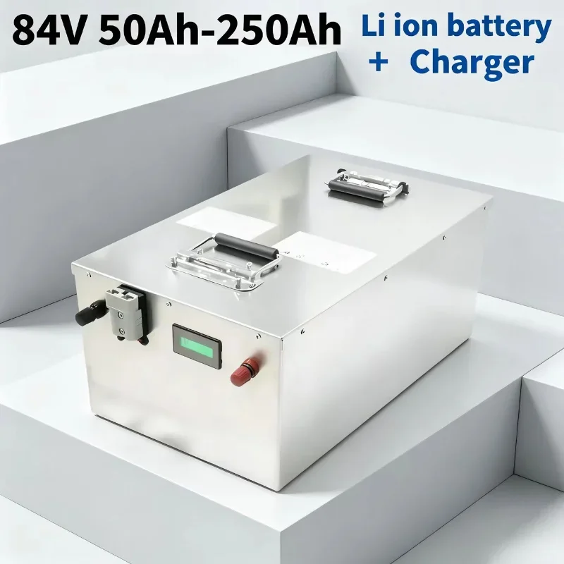 84V 50Ah-250Ah Li-ion Battery Pack with Smart BMS & Bluetooth. 8KW High Power Rechargeable Lithium Battery for EV, Golf Cart, In