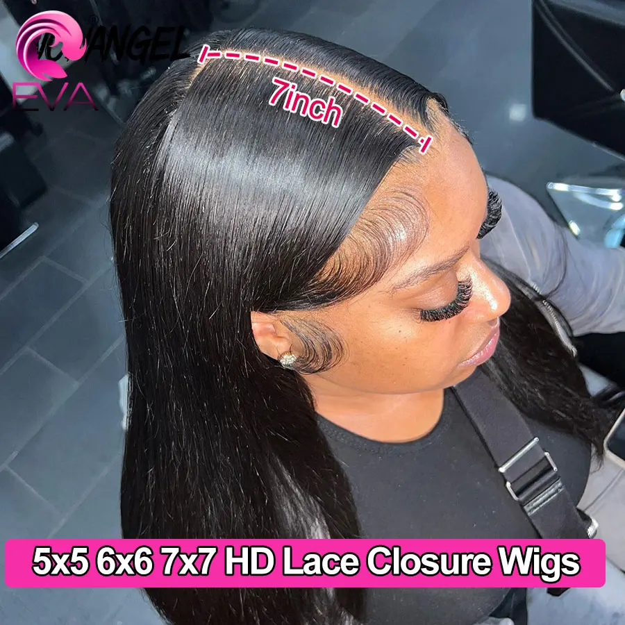 

Eva Skinlike Real HD Lace 5x5 6x6 7x7 HD Lace Closure Wig Pre Plucked Bye Bye Knots Straight Human Hair 13x6 HD Lace Frontal Wig