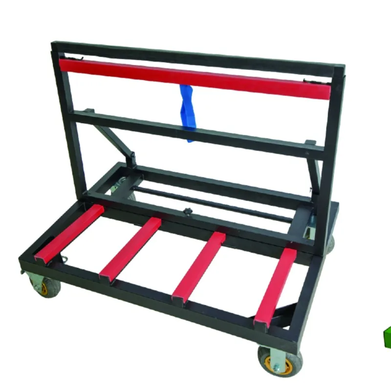 Portable trolley for folding and easily removable glass windows and door frames