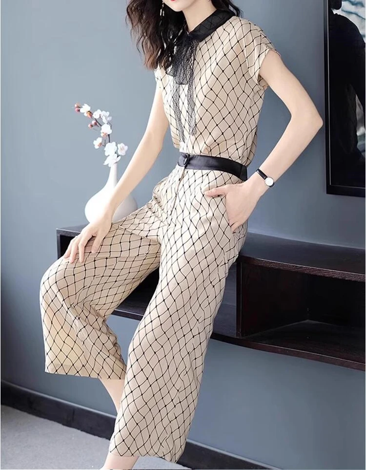 new spring summer office lady mid age plus size brand female women girls shirt pants sets suits clothing