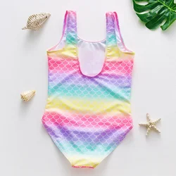 One-Piece Swimsuit for Children Colorful Gradient Print  2024 New Arrival Girl's One-Piece Swimsuit Children's Swimwear