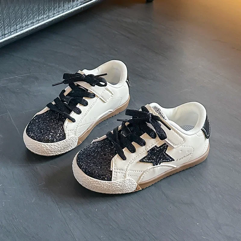 Baby Spring/autumn Fashion Sequined Catwalk Style Cute Students Sneakers Flat Vulcanized Shoes Comfortable Kids Toddler Shoes