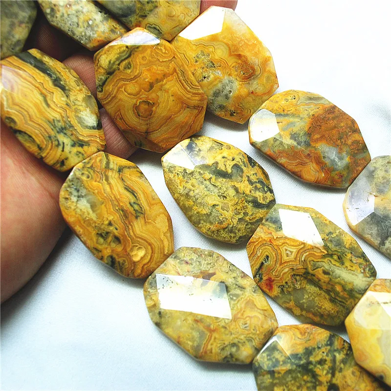 

10PCS Hot Crazy Agate Stone Strings Faceted Surface 30X40MM Natural Semi Precious Stone DIY Jewelry Good For Your
