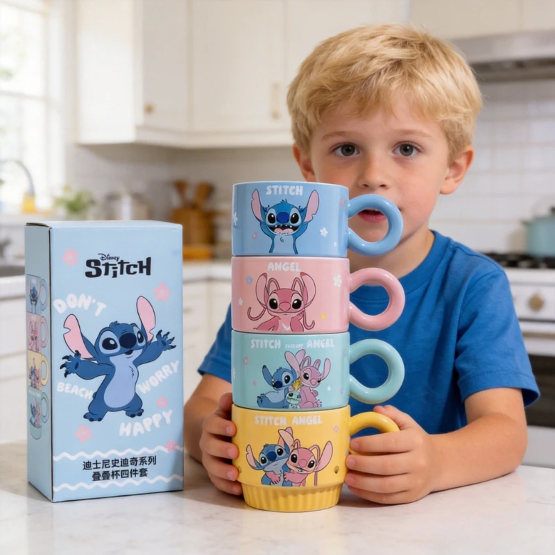 

Hot Kawaii Cartoon Anime Peripheral Stitch Model New Ceramic Household Milk Coffee Mug High Appearance Stacked Cup Birthday Gift