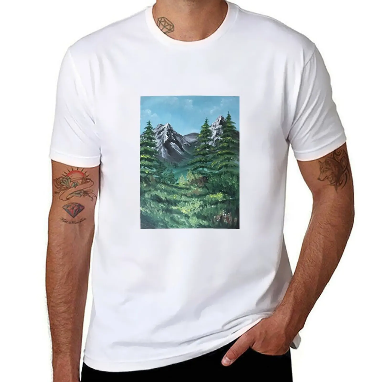

Mountain Range in Spring T-Shirt t shirts cotton 100% anime tshirt T-Shirt