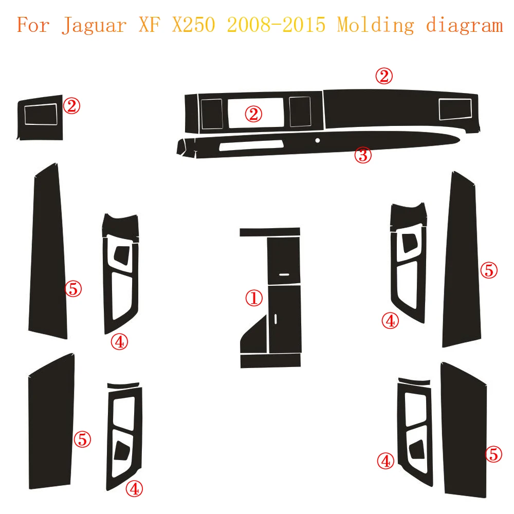 Car-Styling Carbon Fiber Car Interior Center Console Color Change Molding Sticker Decals For Jaguar XF X250 2008-2015