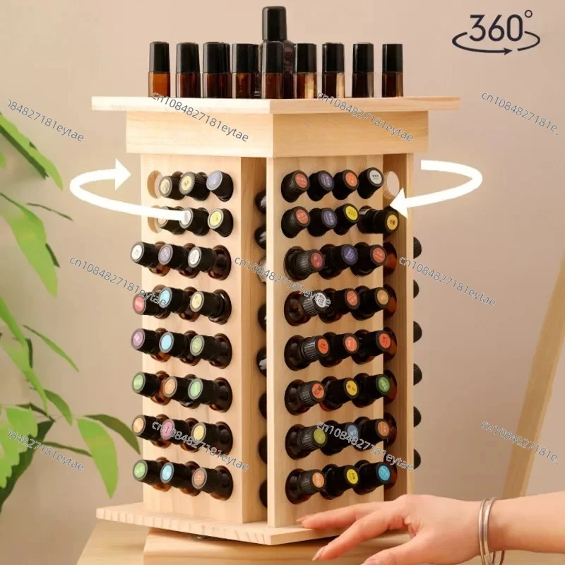 125-Slot Rotating Essential Oil Display Rack, Smooth Desktop Storage Organizer for Beauty Salon