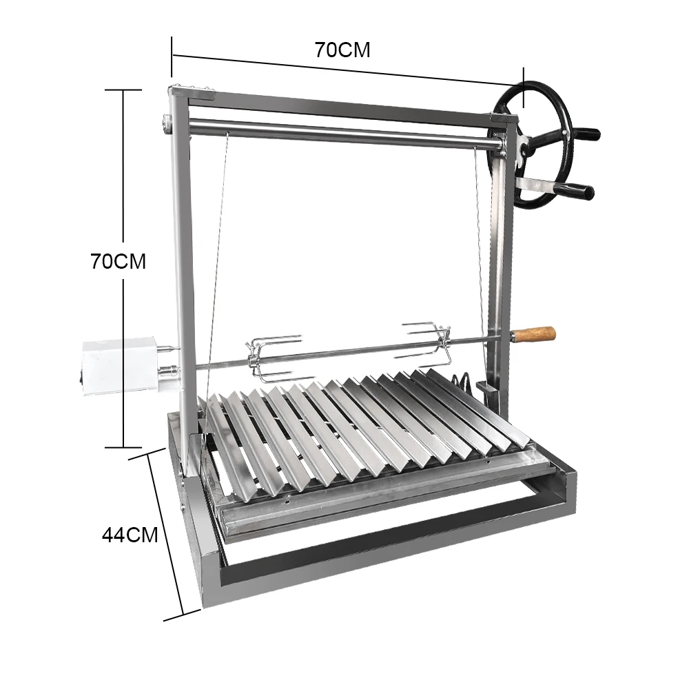 Stainless Steel  Top Wood Fire Built-in BBQ Grill Santa Maria  Asado Parril.la Grill with Rot.iss.erie System