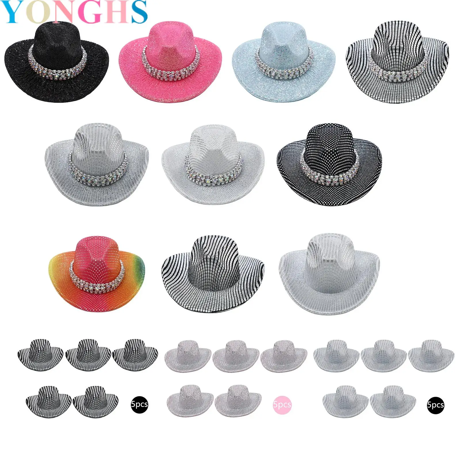 

Mini Cowgirl Hat Glitter Western Cowboy Hats Disco Party Decors Cosplay Costume Dress Up Accessories