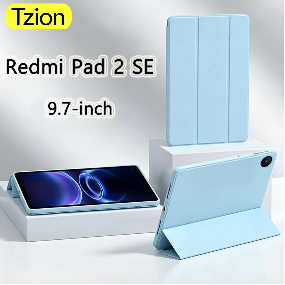 For Xiaomi Redmi Pad 2 SE 9.7 2026 Shockproof Soft Silicone Tablet Case Ultra Thin Trifold Flip Stand Cover with Auto Wake Sleep