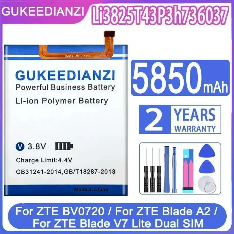 

For Zte BV0720 Blade A2 V7 Lite Dual Sim 5850Mah Premium Replacement Li3825t43p3h736037 Mobile Phone Battery