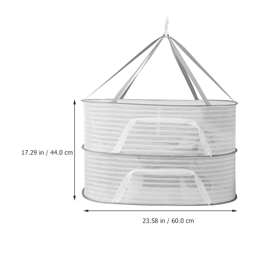 Multi-Layer Foldable Drying Basket White Medium Mesh Hanging Rack Clothes Socks Vegetable Drying Organizer Insect Proof