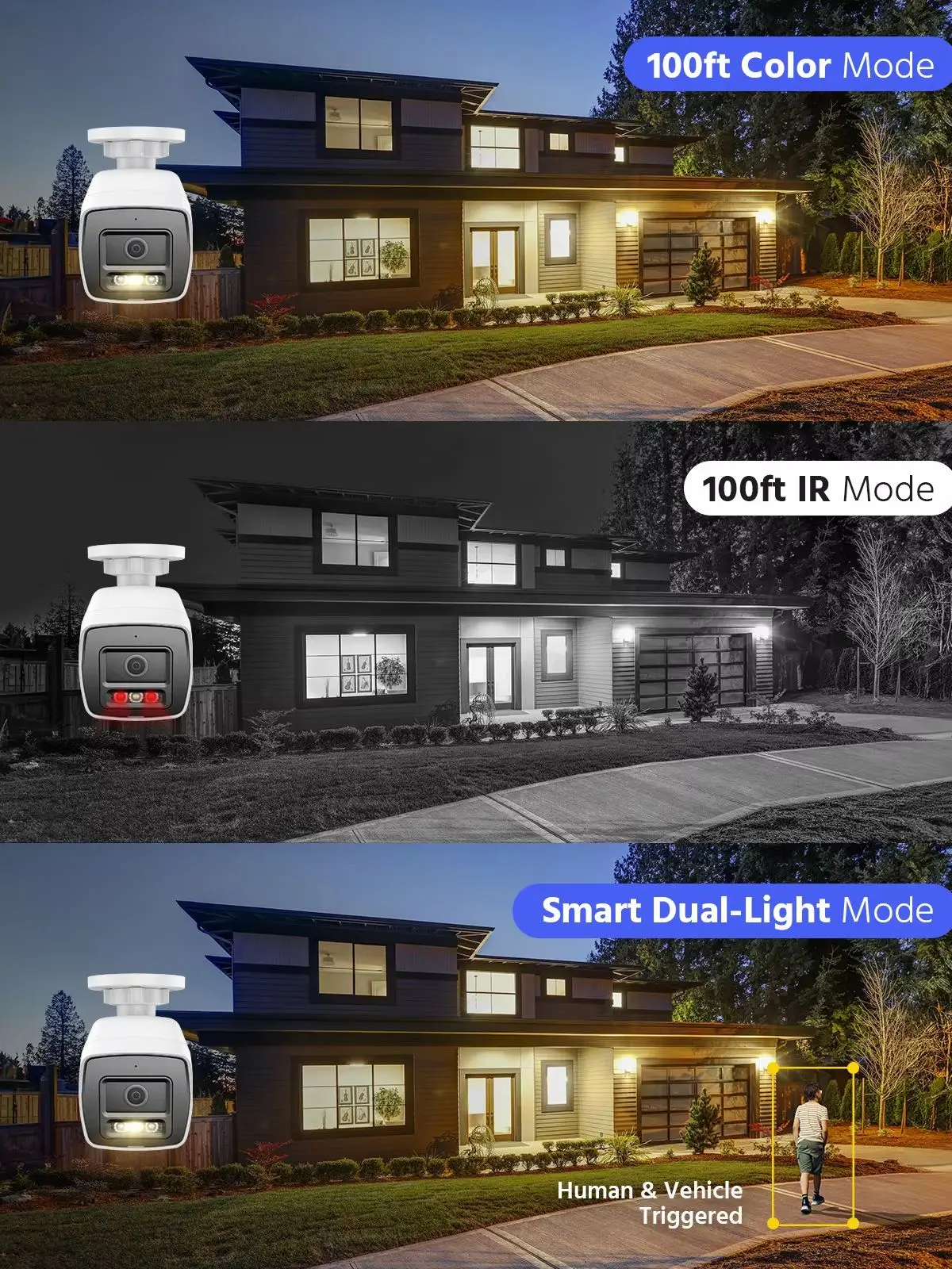 ANNKE 4K PoE Sicherheitskamerasystem, unterstützt Zwei-Wege-Kommunikation, Erkennung von Personen und Fahrzeugen, intelligente Dual-Licht-Nachtsichtfunktion, Blitz- und Tonalarm, 4-mm-Objektiv,