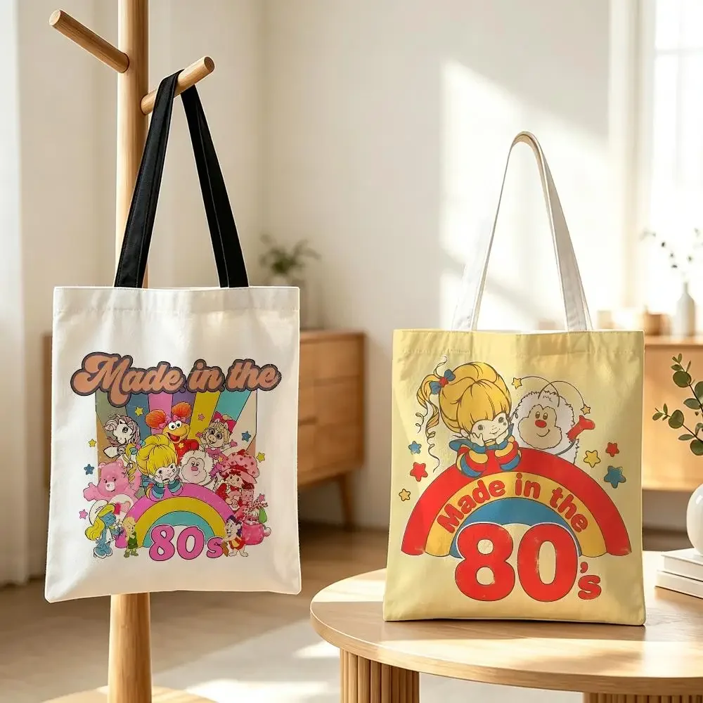 anime Rainbow Brite Storage Bags Canvas Tote Bag Storage Bag Reusable Shoulder  Bag for School Work Travel Everyday Use and Gift