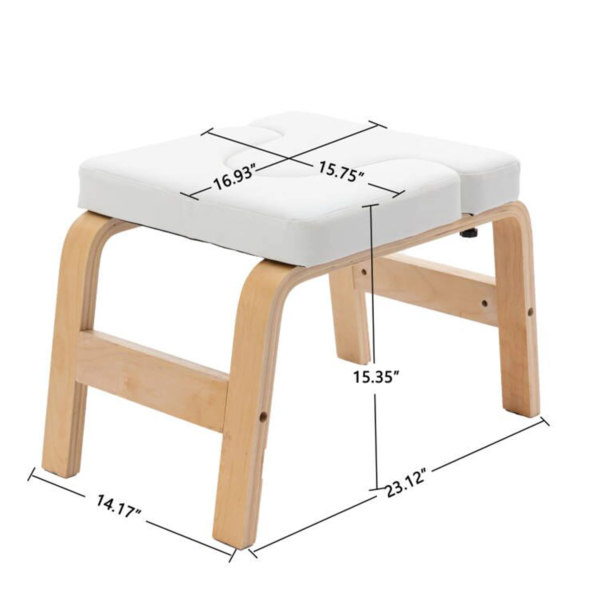 Multifunctional Wooden Yoga Headstand Bench with PU Pads Yoga Inversion Stool for Balance Training Core Strength