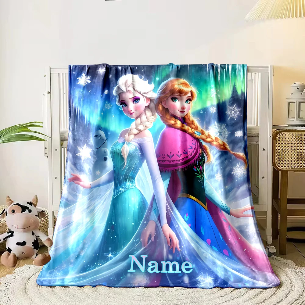 Customized Name Personalized Blanket Disney Artoon Princess Stitch Cars Adult Children Warm Blankets and Comfortable Blanket